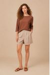Blusa decote canoa com punho CHOCOLATE